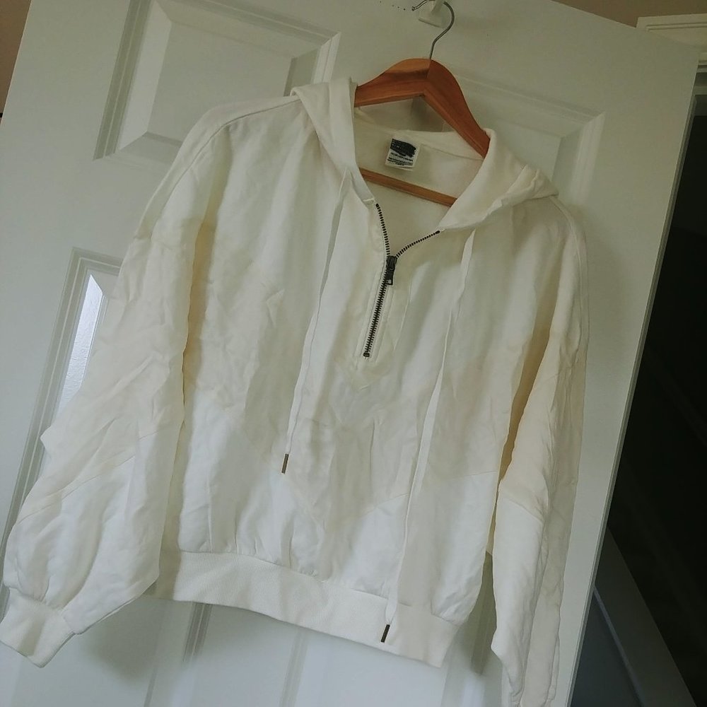 new victoria's secret pink satin doleman anorak jacket white xs